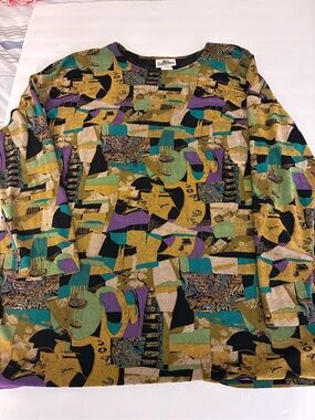 Superline Vintage Liquid Knit Tunic Top L Artsy Soft Casual Granny core 80-90s